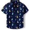 The Children’s Place Baby Boys’ and Toddler Poplin Short Sleeve Button Down Shirt(Tidal Bunny)