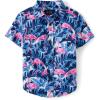 The Children’s Place Baby Boys’ and Toddler Poplin Short Sleeve Button Down Shirt(Tidal Flamingo)