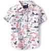 The Children’s Place Baby Boys’ and Toddler Poplin Short Sleeve Button Down Shirt(Usa Road Trip)
