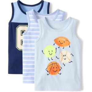 The Children’s Place Baby Boys’ and Toddler Assorted Tank Top(Varsity Blue 3-pack)