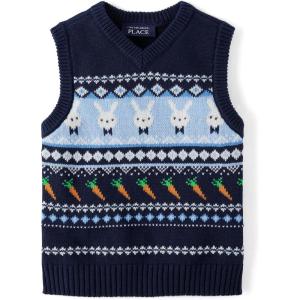 The Children’s Place Baby Boys’ and Toddler Pullover Sweater Vest(Easter Bunny Striped Vest)