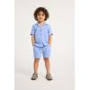 The Children’s Place Baby Boys’ And Toddler Gauze Short Sleeve Shirt and Shorts, 2 Piece Outfit(Light Blue Sharks)