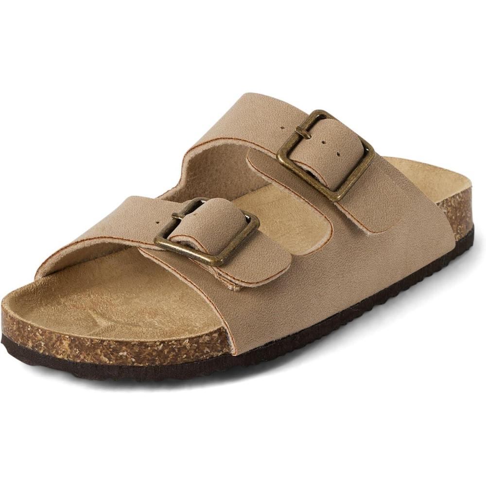 imageThe Childrens Place Boys Boys Casual Slip on Double Buckle Slide SandalsTan