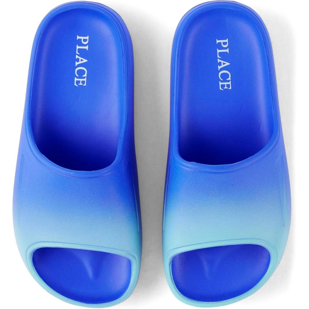 imageThe Childrens Place Boys Boys Everyday Slip on Slide SandalsBlue Ombre