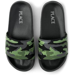The Children’s Place Boys’ Boys Everyday Slip on Slide Sandals(Glow Camo)