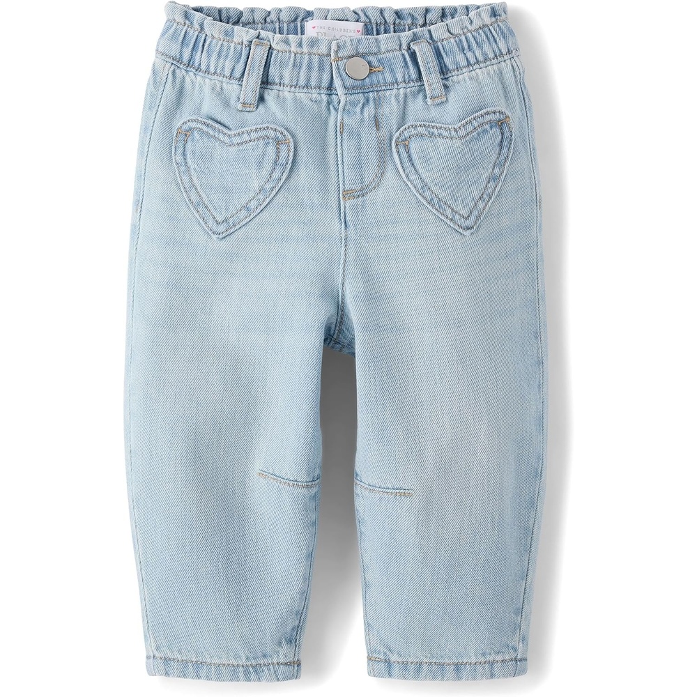 image:imageThe Childrens Place Baby Girls and Toddler Barrel Leg JeansLaney Wash Heart