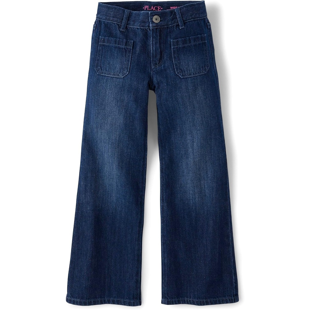 image:imageThe Childrens Place Girls Wide Leg JeansZodiac Wash Pocket