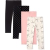 The Children’s Place Baby Girls’ and Toddler Print Leggings,4-Pack(Dots/Pink/Bows/Black)