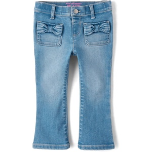 The Children’s Place Baby Girls’ and Toddler Flare Jeans(Lt Med Wash Bow Pocket)
