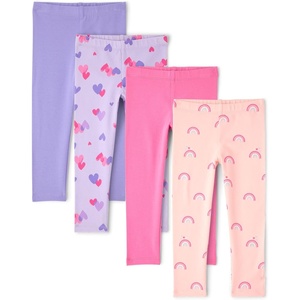 The Children’s Place Baby Girls’ and Toddler Print Leggings,4-Pack(Rainbows/Pink/Hearts/Purple)