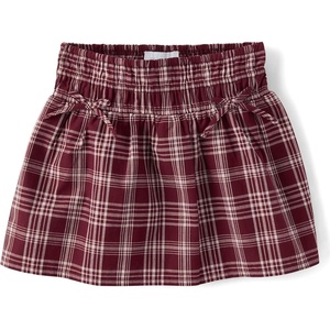 The Children’s Place Girls’ Smocked Poplin Skort(Bittersweet Plaid)