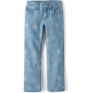 The Children’s Place Girls’ Wide Leg Jeans(Valley Wash Blue)