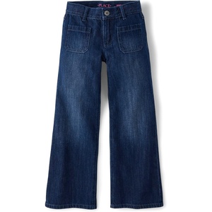 The Children’s Place Girls’ Wide Leg Jeans(Zodiac Wash Pocket)