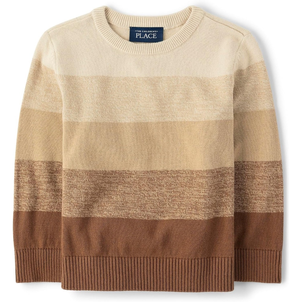 image:imageThe Childrens Place Baby Boys and Toddler Long Sleeve Crew Neck Pullover SweaterCinamon Stripe