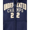 The Children’s Place Baby Boys’ And Toddler Active Long Sleeve Premium Fleece Zip Front Hoodie(Thunder Blue Undefeated)