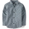 The Children’s Place Baby Boys’ and Toddler Long Sleeve Cotton Poplin Button Down Shirt(Thunderstorm)