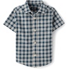 The Children’s Place Baby Boys’ and Toddler Poplin Short Sleeve Button Down Shirt(Ink Plaid)