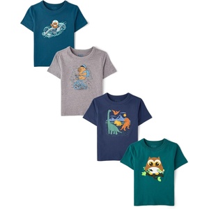 The Children’s Place Baby Boys’ Nd Toddler Dinos,Animals,Cars Short Sleeve Graphic T-Shirts,4 Pack(Capybara/Bear/Owl/Dino)