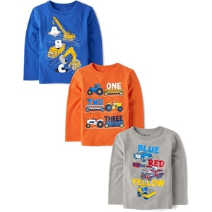 The Children’s Place Baby Boys’ and Toddler Dino,Animals,Sharks Long Sleeve Graphic T-Shirts,3 Pack(Alphabet/Color/Number Vehicles)