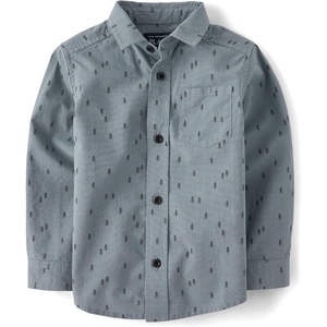 The Children’s Place Baby Boys’ and Toddler Long Sleeve Cotton Poplin Button Down Shirt(Thunderstorm)