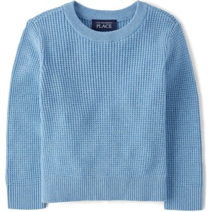 The Children’s Place Baby Boys’ and Toddler Long Sleeve Crew Neck Pullover Sweater(Pearl Blue)