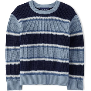 The Children’s Place Baby Boys’ and Toddler Long Sleeve Crew Neck Pullover Sweater(Stoneybrook Stripe)