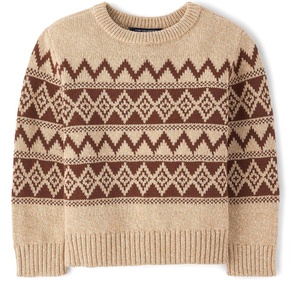 The Children’s Place Baby Boys’ and Toddler Long Sleeve Crew Neck Pullover Sweater(Terra Fairisle)