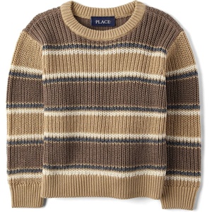 The Children’s Place Baby Boys’ and Toddler Long Sleeve Crew Neck Pullover Sweater(Tumbleweed Stripe)