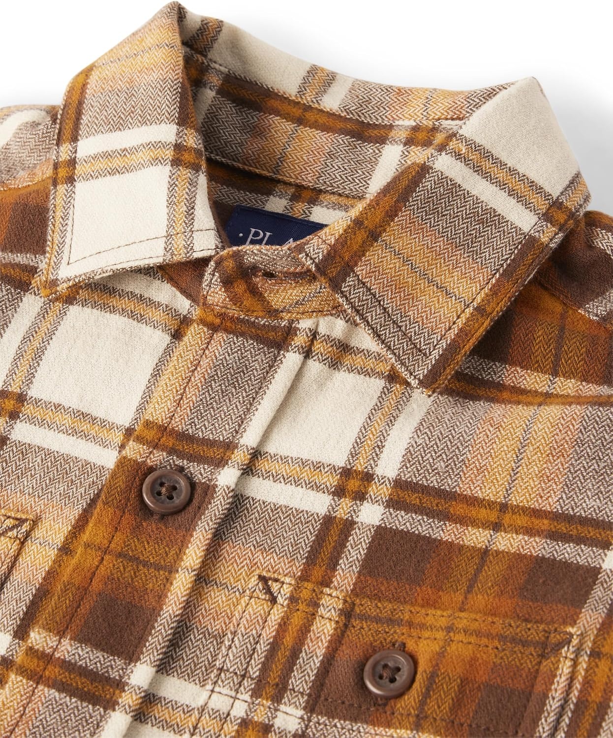 image:imageThe Childrens Place Boys Long Sleeve Plaid Flannel Button Up ShirtHaystack Plaid