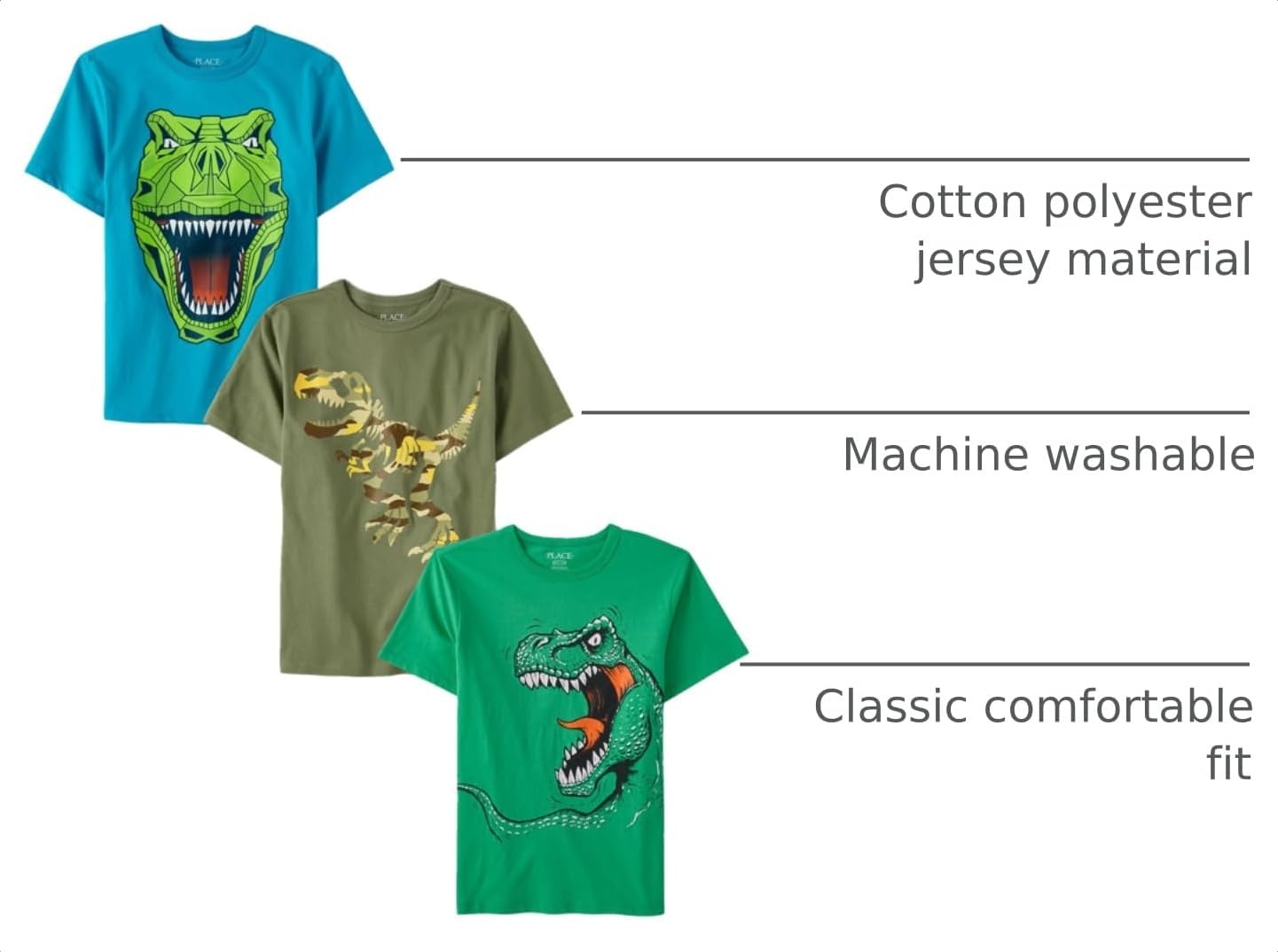 image:imageThe Childrens Place Boys Vehicle Short Sleeve Graphic TShirtsmultipacksDinoRobot Dino Camo Dino