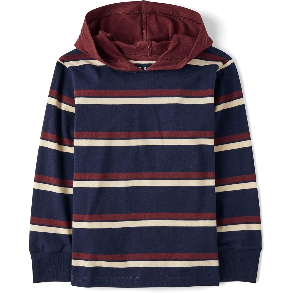 image:imageThe Childrens Place Boys Long Sleeve Hooded ShirtTidal Stripe