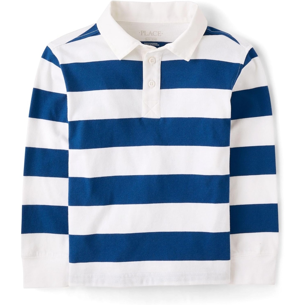 image:imageThe Childrens Place Boys Long Sleeve Rugby PoloHuron Blue