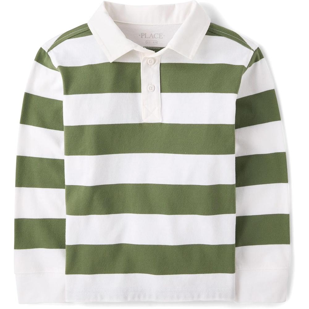 image:imageThe Childrens Place Boys Long Sleeve Rugby PoloTruly Olive