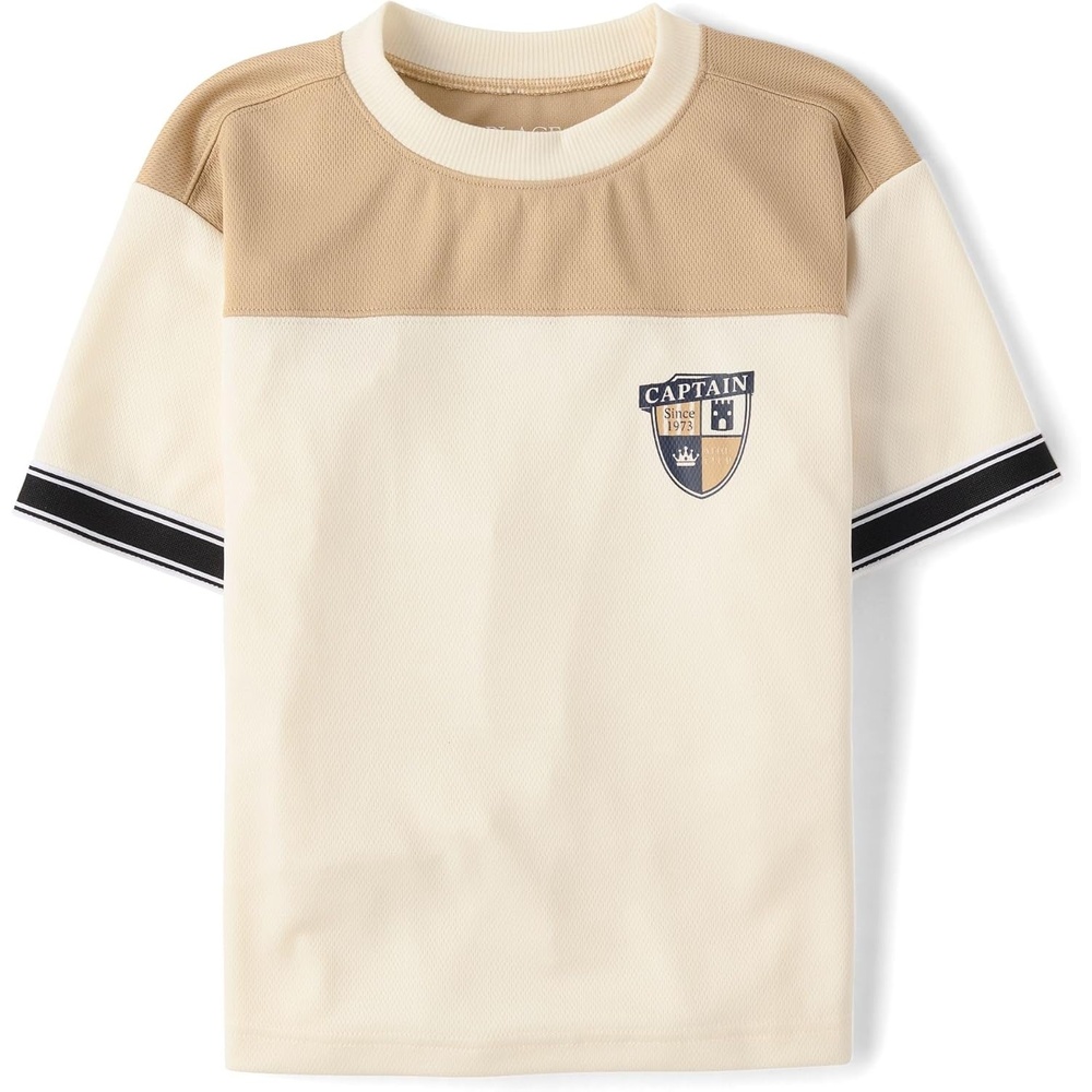 image:imageThe Childrens Place Boys Short Sleeve Quick Dry Mesh Football JerseyFair Ivory