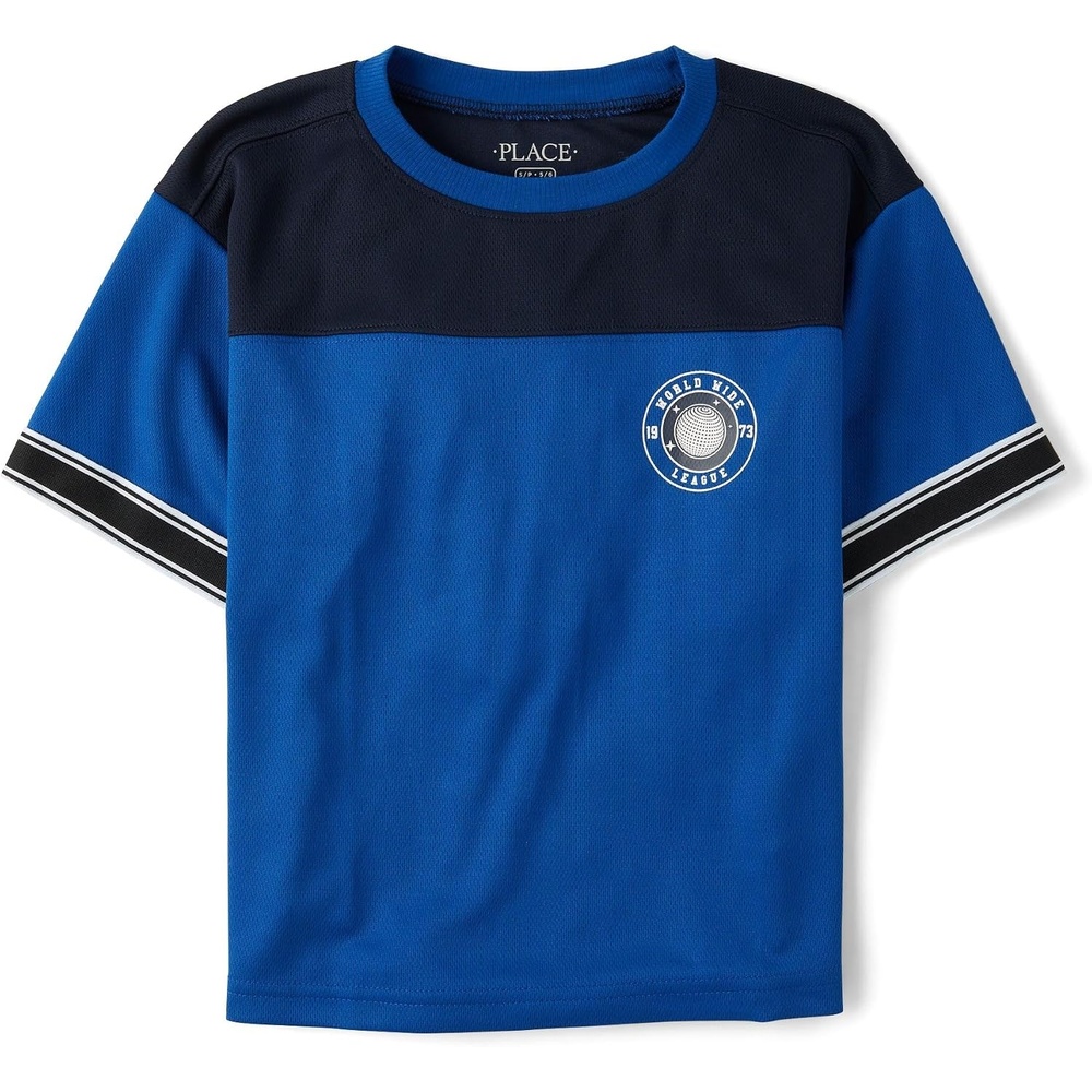 image:imageThe Childrens Place Boys Short Sleeve Quick Dry Mesh Football JerseyHuron Blue