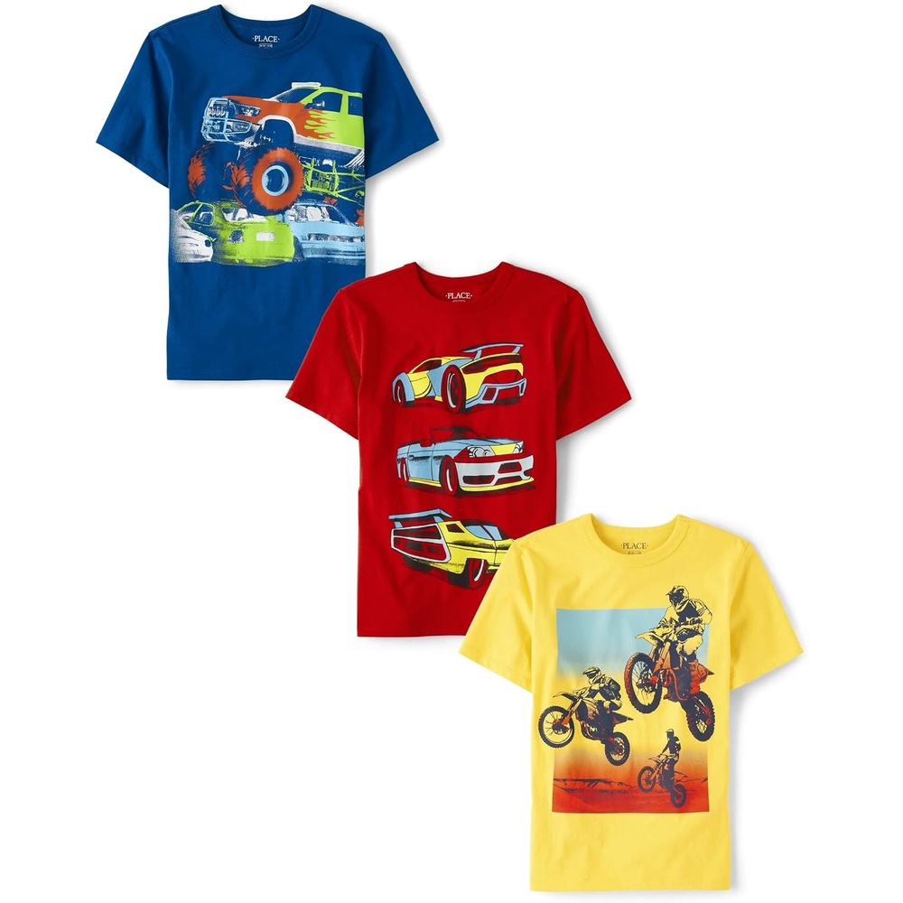 image:imageThe Childrens Place Boys Vehicle Short Sleeve Graphic TShirtsmultipacksMonster TruckRacecarsDirt Bikes 3pack