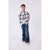 The Children’s Place Boys’ Short Sleeve Poplin Button Down Shirt(Haystack Plaid)
