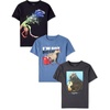 The Children’s Place Boys’ Short Sleeve Graphic T- Shirt 3-Pack(Ombre Dino/No Cap/Capybara)