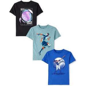 The Children’s Place Boys’ Short Sleeve Graphic T- Shirt 3-Pack(Baseketball/Baseball/Soccer)