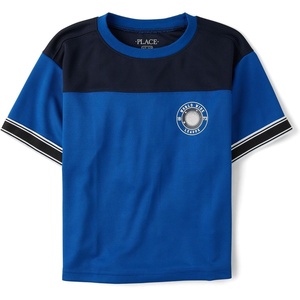 The Children’s Place Boys’ Short Sleeve Quick Dry Mesh Football Jersey(Huron Blue)