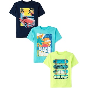 The Children’s Place Boys Vehicle Short Sleeve Graphic T-Shirts,multipacks(Beach Mode/Skateboard/Car)