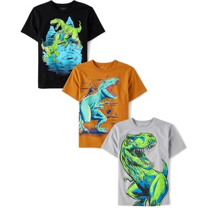 The Children’s Place Boys Vehicle Short Sleeve Graphic T-Shirts,multipacks(Dino Brawl/Dino/T-rex)