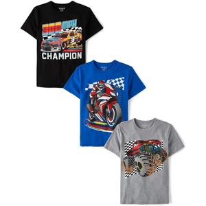 The Children’s Place Boys Vehicle Short Sleeve Graphic T-Shirts,multipacks(Monster Truck/Champion/Biker)