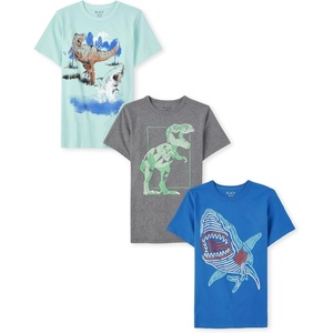 The Children’s Place Boys Vehicle Short Sleeve Graphic T-Shirts,multipacks(Shark Dino 3-pack)