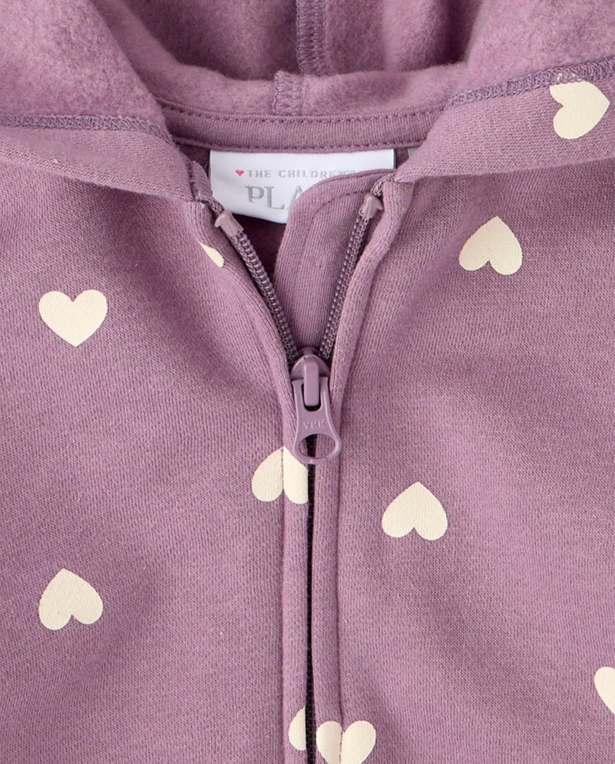 image:imageThe Childrens Place Baby Girls Long Sleeve Hooded Fleece Full Zip UpPansey Garden Hearts