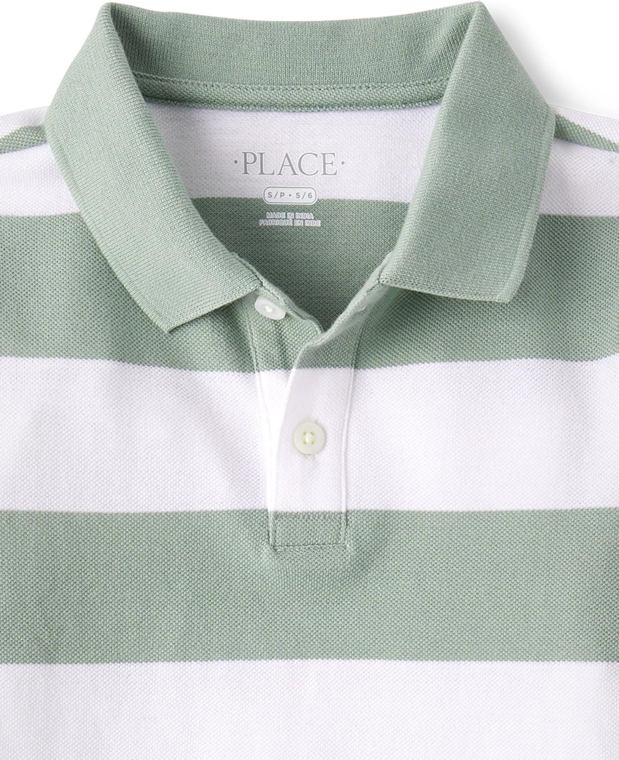 image:imageThe Childrens Place Boys Uniform Short Sleeve Pique PoloMint Taffy Stripe