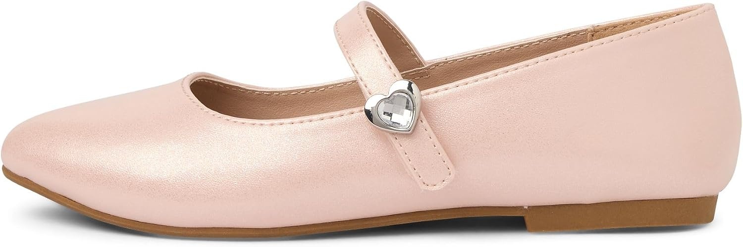 image:imageThe Childrens Place Girls Girls Closed Toe Ballet FlatsHeart Stud Silver