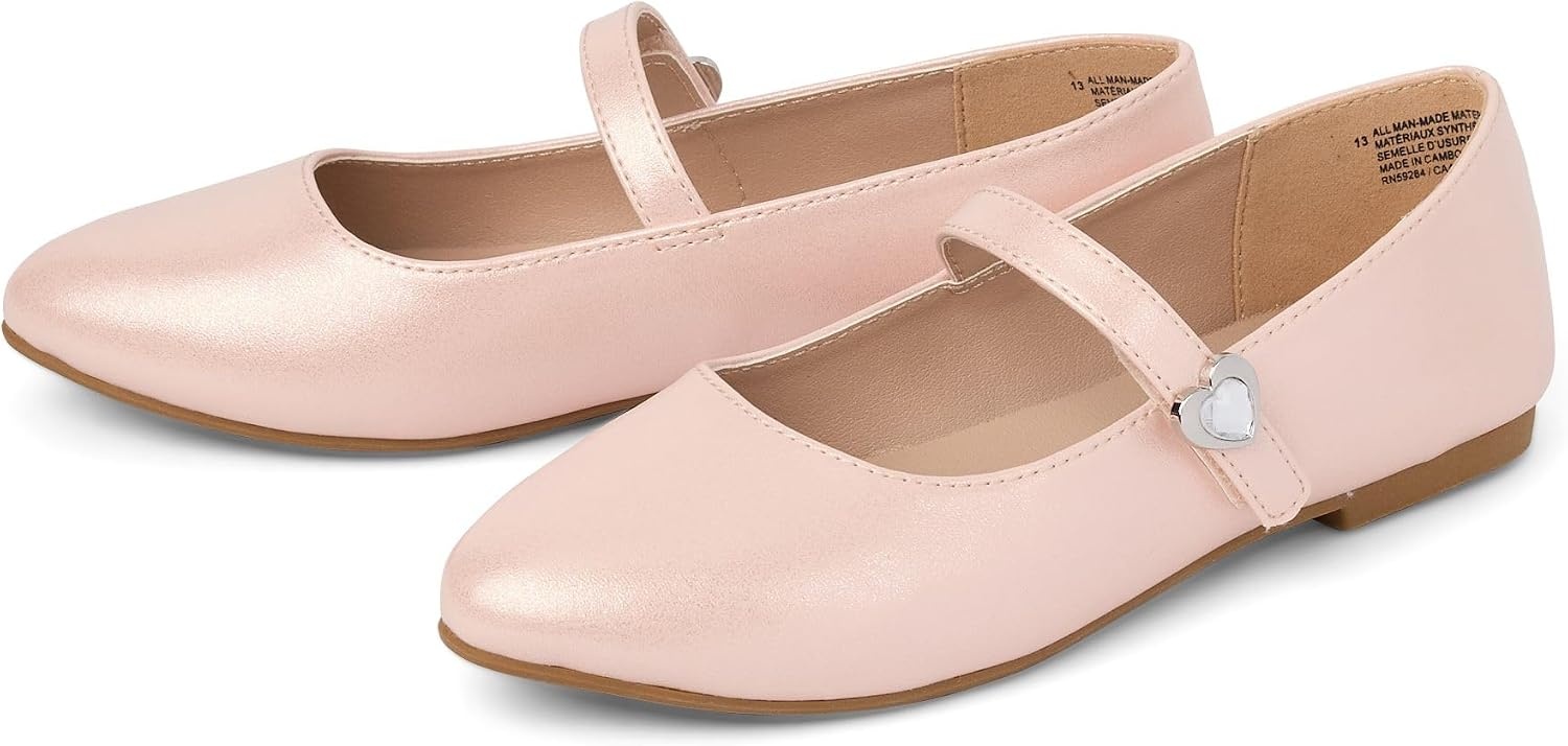 image:imageThe Childrens Place Girls Girls Closed Toe Ballet FlatsHeart Stud Silver