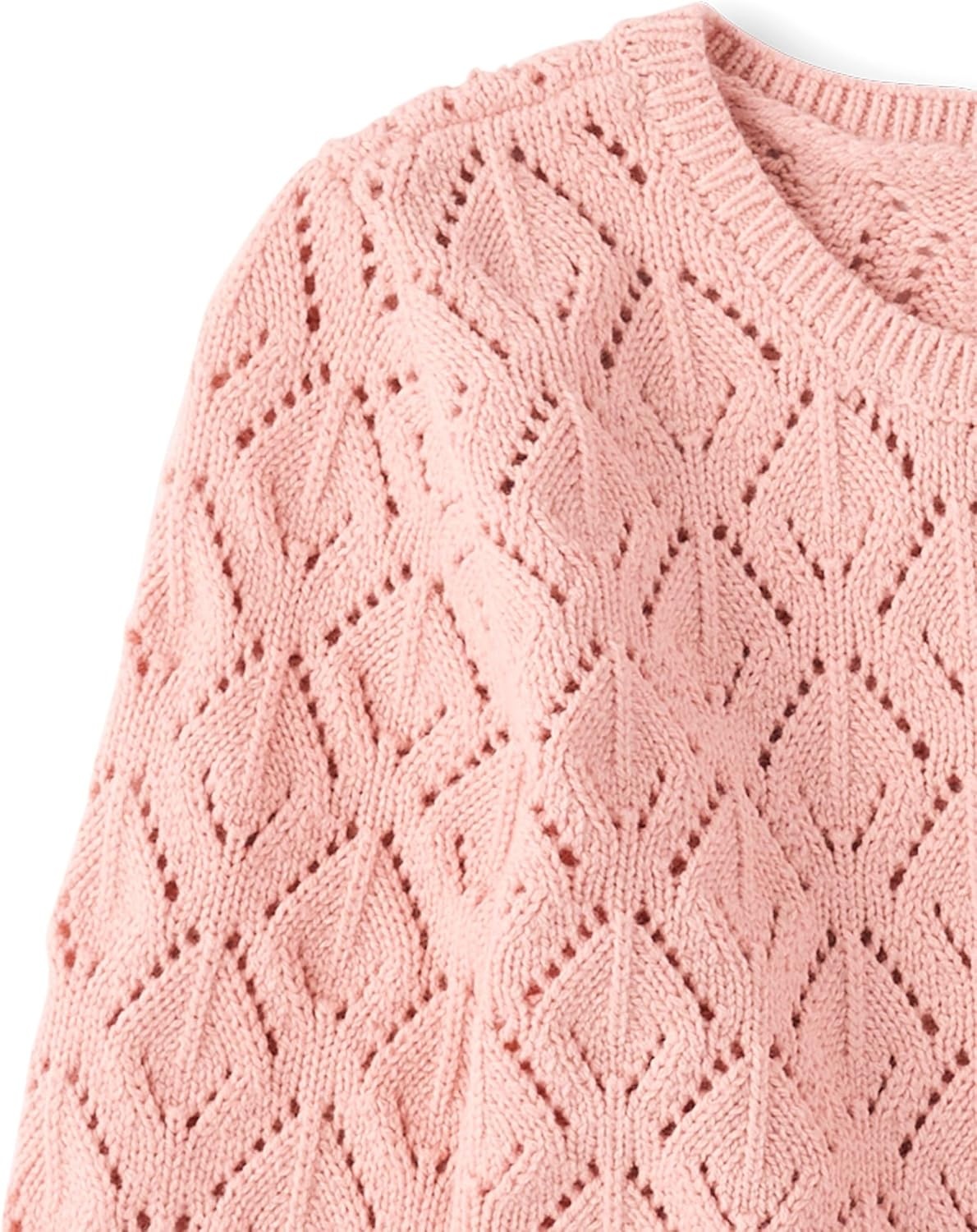 image:imageThe Childrens Place Girls Long Sleeve Crew Neck Pullover SweaterPink Melon