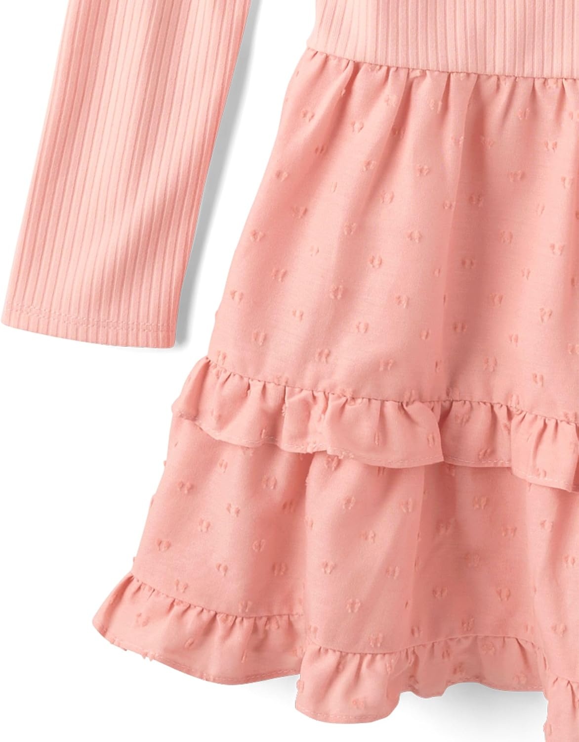 image:imageThe Childrens Place Girls Long Sleeve Tiered DressPink Melon